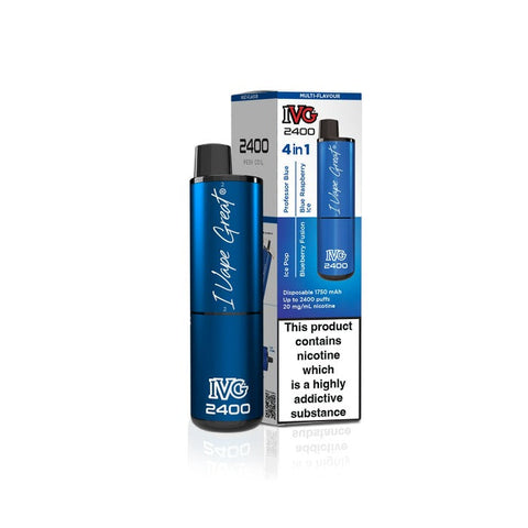 Buy cheapest online IVG 2400 Disposable Vape Pod Puff Bar Kit Blue Edition (4 in 1) at lowest price in uk