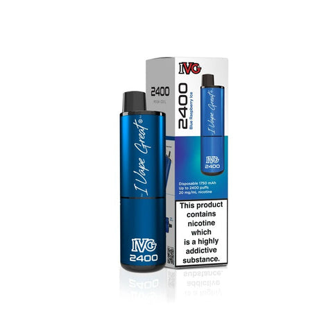 Buy cheapest online IVG 2400 Disposable Vape Pod Puff Bar Kit Blue Raspberry Ice at lowest price in uk