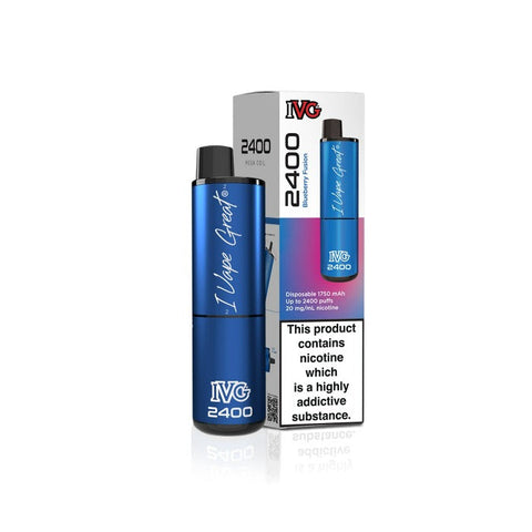 Buy cheapest online IVG 2400 Disposable Vape Pod Puff Bar Kit Blueberry Fusion at lowest price in uk