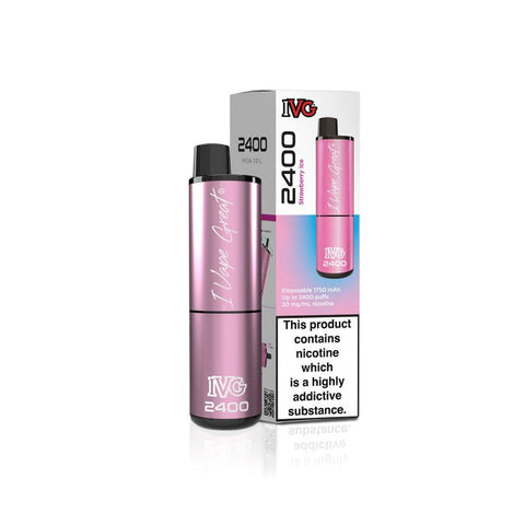 Buy cheapest online IVG 2400 Disposable Vape Pod Puff Bar Kit Strawberry Ice at lowest price in uk