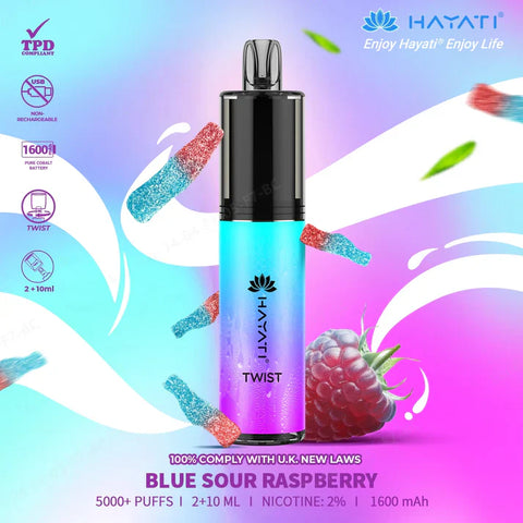 Buy cheapest online Hayati Twist 5500 Puffs Disposable Vape Pod Kit Blue Sour Raspberry at lowest price in uk