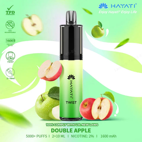 Buy cheapest online Hayati Twist 5500 Puffs Disposable Vape Pod Kit Double Apple at lowest price in uk