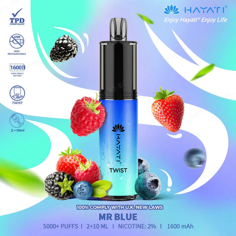 Buy cheapest online Hayati Twist 5500 Puffs Disposable Vape Pod Kit Mr Blue at lowest price in uk