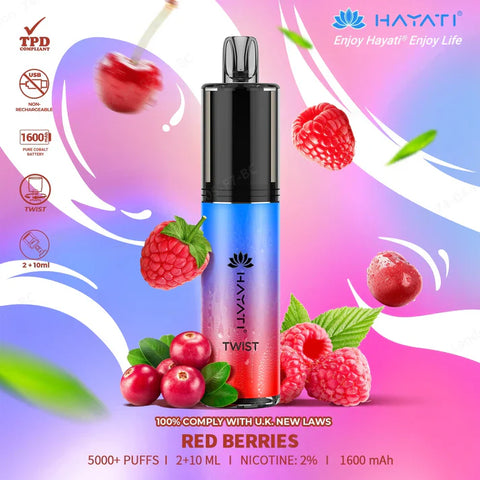 Buy cheapest online Hayati Twist 5500 Puffs Disposable Vape Pod Kit Red Berries at lowest price in uk