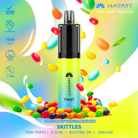 Buy cheapest online Hayati Twist 5500 Puffs Disposable Vape Pod Kit Skittles at lowest price in uk