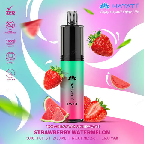 Buy cheapest online Hayati Twist 5500 Puffs Disposable Vape Pod Kit Strawberry Watermelon at lowest price in uk