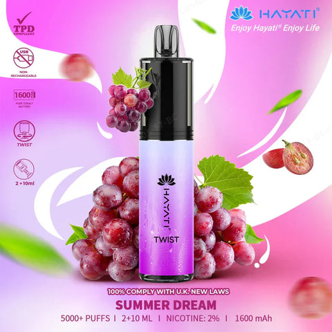 Buy cheapest online Hayati Twist 5500 Puffs Disposable Vape Pod Kit Summer Dream at lowest price in uk