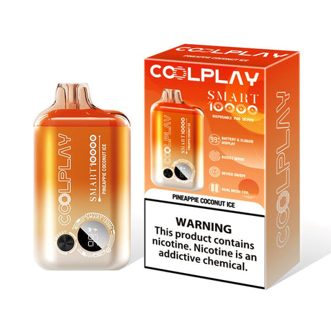 Buy cheapest online Coolplay Smart 10000 Puffs Disposable Vape Kit Device Pineapple Coconut Ice at lowest price in uk