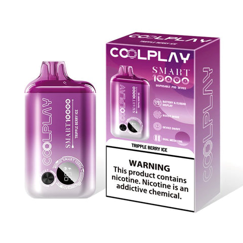 Buy cheapest online Coolplay Smart 10000 Puffs Disposable Vape Kit Device Triple Berry Ice at lowest price in uk