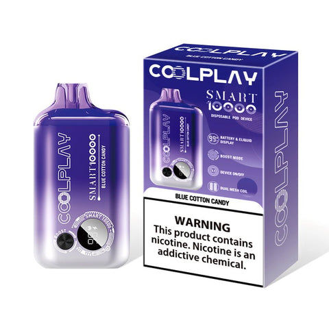 Buy cheapest online Coolplay Smart 10000 Puffs Disposable Vape Kit Device Blue Cotton Candy at lowest price in uk