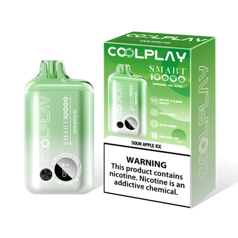 Buy cheapest online Coolplay Smart 10000 Puffs Disposable Vape Kit Device Sour Apple Ice at lowest price in uk