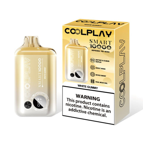 Buy cheapest online Coolplay Smart 10000 Puffs Disposable Vape Kit Device White Gummy at lowest price in uk