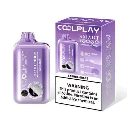 Buy cheapest online Coolplay Smart 10000 Puffs Disposable Vape Kit Device Sakura Grape at lowest price in uk