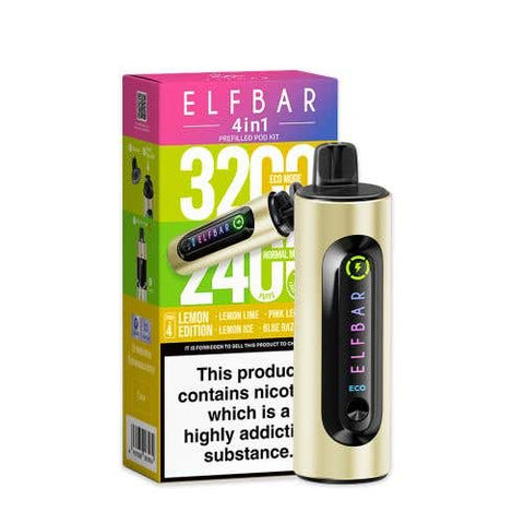 Buy cheapest online Elf Bar 4-in-1 3200 Prefilled Pod Kit Box of 5 Lemon Edition at lowest price in uk