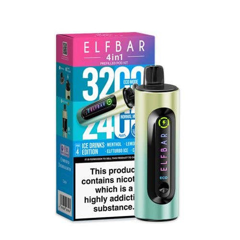 Buy cheapest online Elf Bar 4-in-1 3200 Prefilled Pod Kit Box of 5 Ice Drinks Edition at lowest price in uk