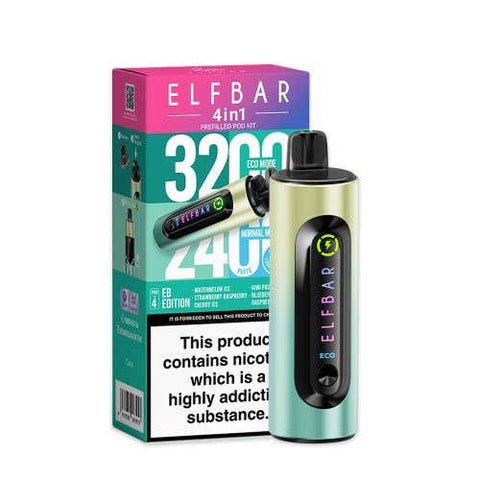 Buy cheapest online Elf Bar 4-in-1 3200 Prefilled Pod Kit Box of 5 EB Edition at lowest price in uk