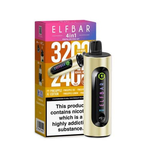 Buy cheapest online Elf Bar 4-in-1 3200 Prefilled Pod Kit Box of 5 Pineapple Edition at lowest price in uk