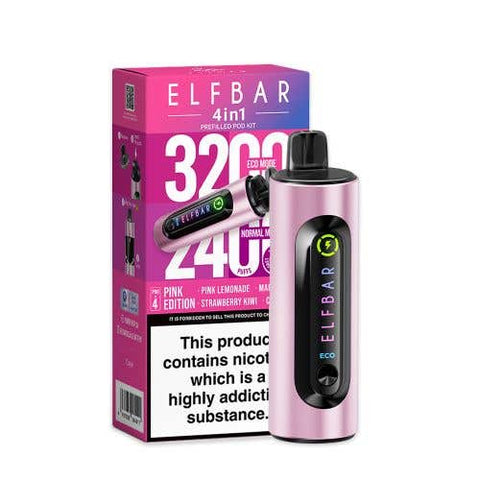 Buy cheapest online Elf Bar 4-in-1 3200 Prefilled Pod Kit Box of 5 Pink Edition at lowest price in uk