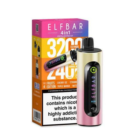 Buy cheapest online Elf Bar 4-in-1 3200 Prefilled Pod Kit Box of 5 Fruits Edition at lowest price in uk