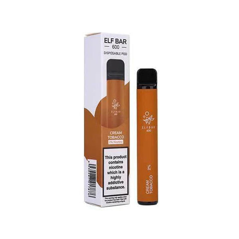 Buy cheapest online Elf Bar 600 Puffs Disposable Vape Pod Device Cream Tobacco at lowest price in uk