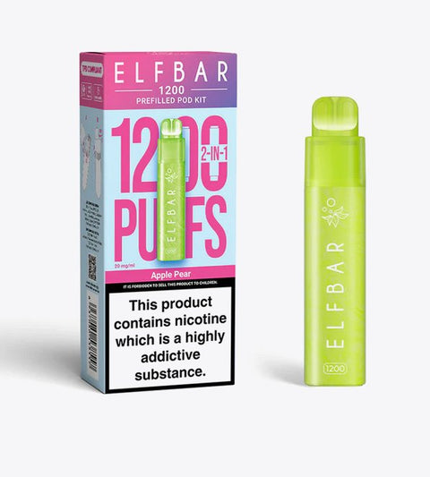 Buy cheapest online Elfbar 1200 Puffs 2 in 1 Prefilled Pod Kit Apple Pear at lowest price in uk