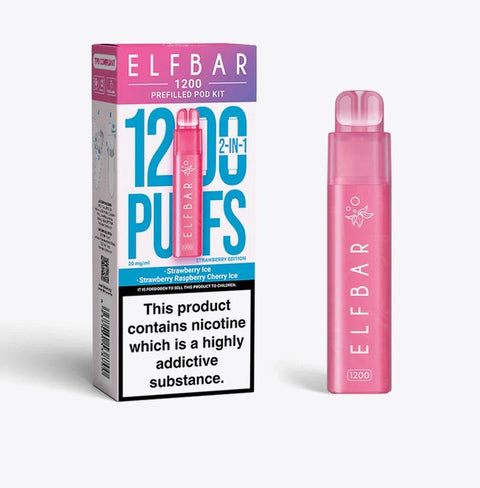 Buy cheapest online Elfbar 1200 Puffs 2 in 1 Prefilled Pod Kit Strawberry Edition at lowest price in uk