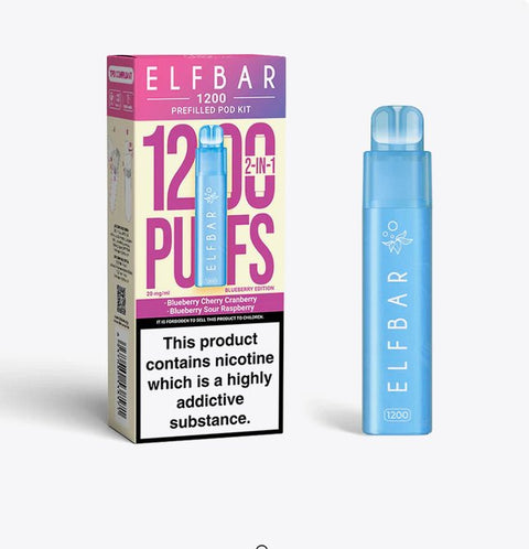 Buy cheapest online Elfbar 1200 Puffs 2 in 1 Prefilled Pod Kit Blueberry Edition at lowest price in uk