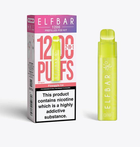 Buy cheapest online Elfbar 1200 Puffs 2 in 1 Prefilled Pod Kit Pineapple Ice at lowest price in uk