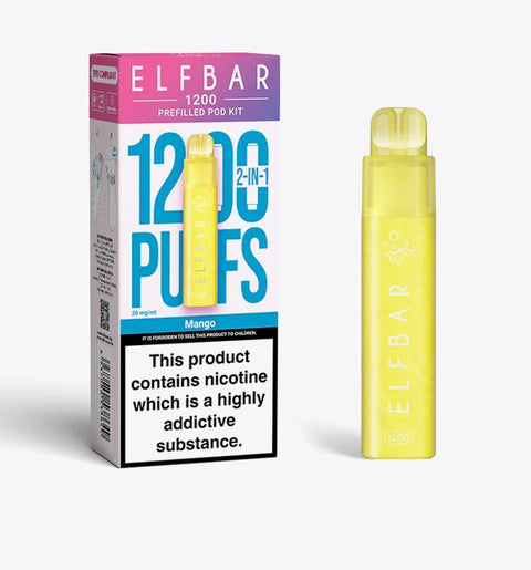 Buy cheapest online Elfbar 1200 Puffs 2 in 1 Prefilled Pod Kit Mango at lowest price in uk