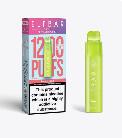 Buy cheapest online Elfbar 1200 Puffs 2 in 1 Prefilled Pod Kit Lemon Lime at lowest price in uk