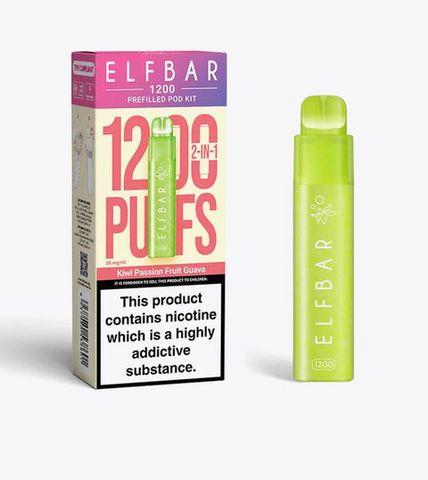 Buy cheapest online Elfbar 1200 Puffs 2 in 1 Prefilled Pod Kit Passion Fruit Guava at lowest price in uk