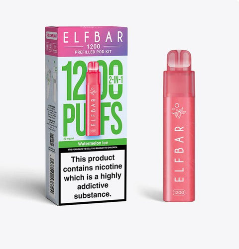 Buy cheapest online Elfbar 1200 Puffs 2 in 1 Prefilled Pod Kit Watermelon Ice at lowest price in uk