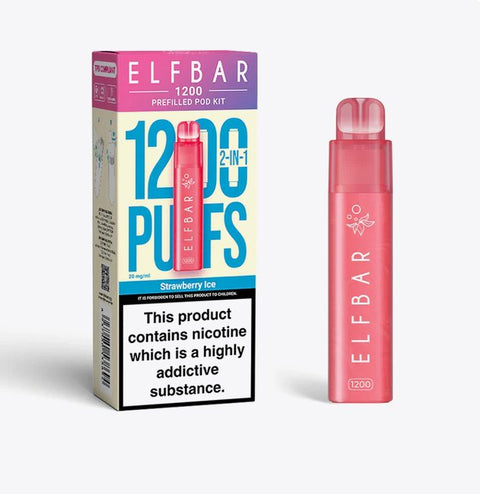 Buy cheapest online Elfbar 1200 Puffs 2 in 1 Prefilled Pod Kit Strawberry Ice at lowest price in uk