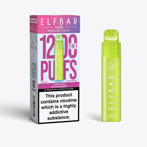 Buy cheapest online Elfbar 1200 Puffs 2 in 1 Prefilled Pod Kit Lemon Edition at lowest price in uk