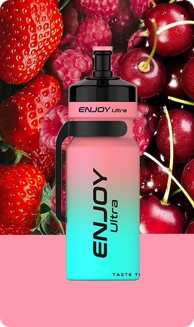 Buy cheapest online Enjoy Ultra 9000 Puffs Disposable Vape Pod Strawberry Raspberry Cherry at lowest price in uk