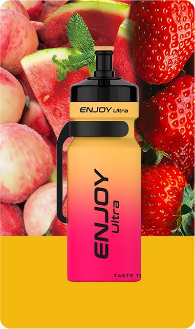 Buy cheapest online Enjoy Ultra 9000 Puffs Disposable Vape Pod Peach Watermelon Strawberry at lowest price in uk