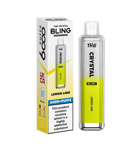 Buy cheapest online The Crystal Bling 6000 Disposable Vape Box of 10 Lemon Lime at lowest price in uk