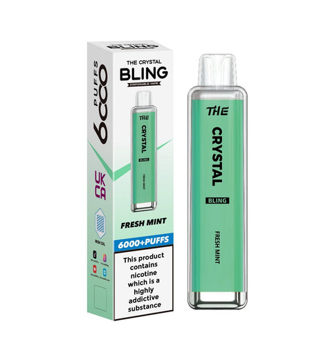 Buy cheapest online The Crystal Bling 6000 Disposable Vape Box of 10 Fresh Mint at lowest price in uk