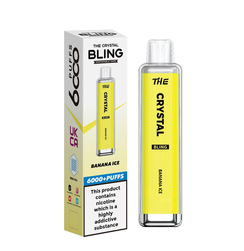 Buy cheapest online The Crystal Bling 6000 Disposable Vape Box of 10 Banana Ice at lowest price in uk