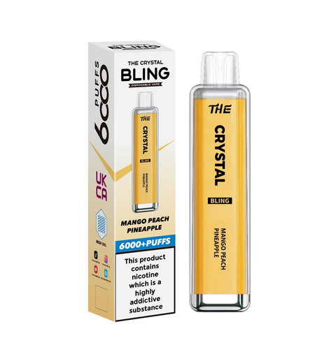 Buy cheapest online The Crystal Bling 6000 Disposable Vape Box of 10 Mango Peach Pineapple at lowest price in uk