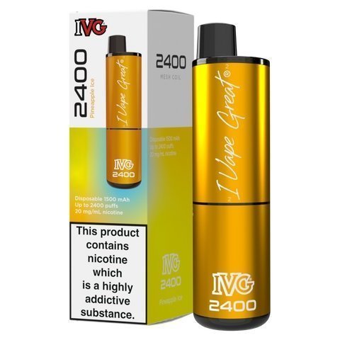 Buy cheapest online IVG 2400 Disposable Vape Pod Puff Bar Kit Pineapple Ice at lowest price in uk