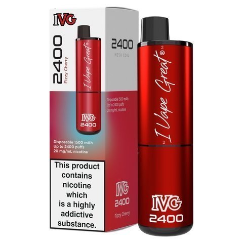 Buy cheapest online IVG 2400 Disposable Vape Pod Puff Bar Kit Fizzy Cherry at lowest price in uk