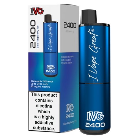 Buy cheapest online IVG 2400 Disposable Vape Pod Puff Bar Kit Blueberry Ice at lowest price in uk