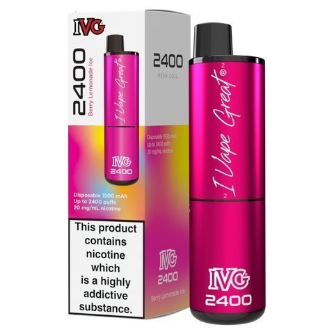 Buy cheapest online IVG 2400 Disposable Vape Pod Puff Bar Kit Berry Lemonade Ice at lowest price in uk