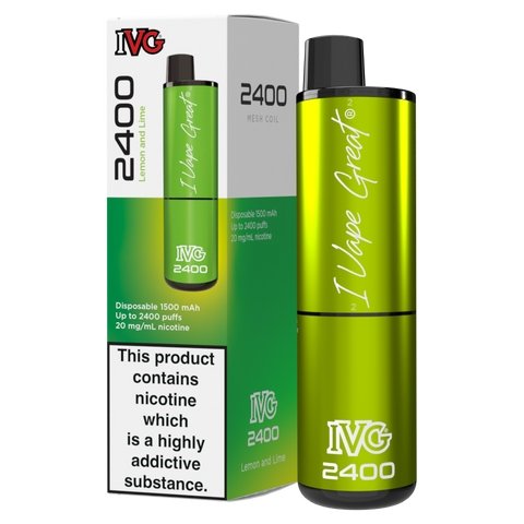 Buy cheapest online IVG 2400 Disposable Vape Pod Puff Bar Kit Lemon & Lime at lowest price in uk