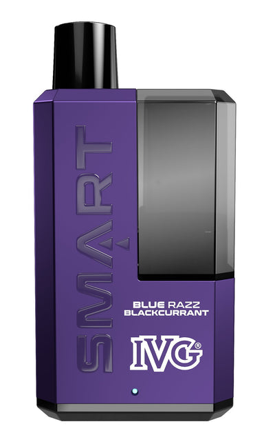 Buy cheapest online IVG Smart 5500 Puffs Disposable Vape Pod System Kit Blue Razz Blackcurrant at lowest price in uk