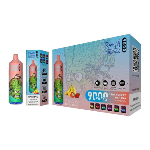 Buy cheapest online RandM Tornado 9000 Puffs Disposable Vape Strawberry Banana at lowest price in uk