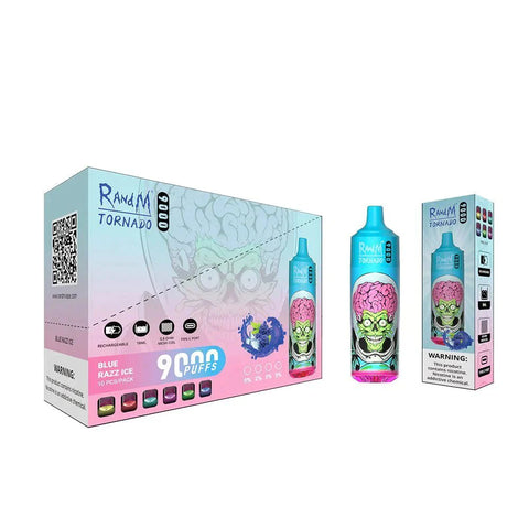 Buy cheapest online RandM Tornado 9000 Puffs Disposable Vape Blue Razz Ice at lowest price in uk