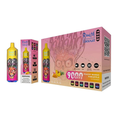 Buy cheapest online RandM Tornado 9000 Puffs Disposable Vape Peachy Mango Pineapple at lowest price in uk