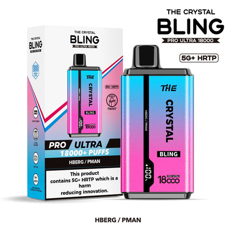 Buy cheapest online The Crystal Bling Pro Ultra 18000 Disposable Vape Box of 5 H berg P Man at lowest price in uk